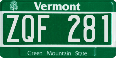 VT license plate ZQF281