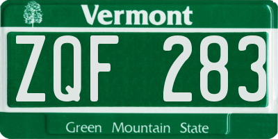 VT license plate ZQF283
