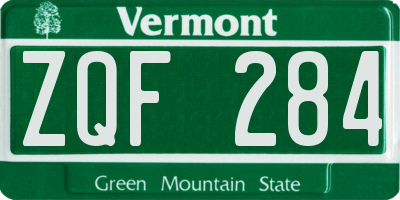 VT license plate ZQF284