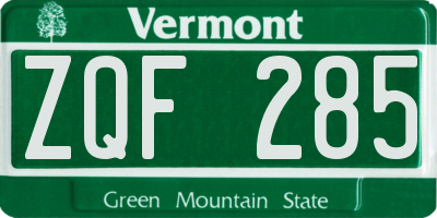 VT license plate ZQF285