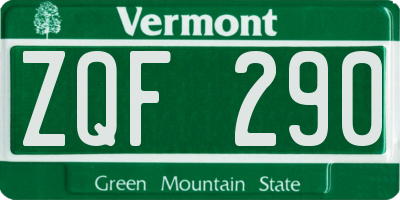 VT license plate ZQF290