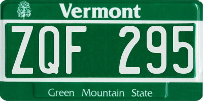VT license plate ZQF295