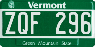 VT license plate ZQF296