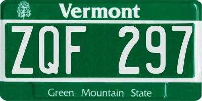 VT license plate ZQF297