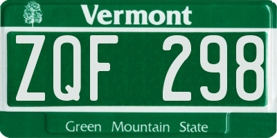 VT license plate ZQF298