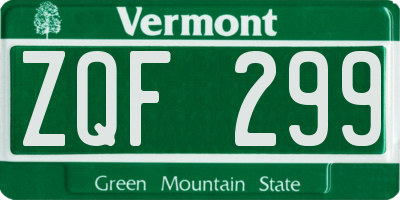 VT license plate ZQF299