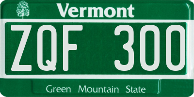 VT license plate ZQF300