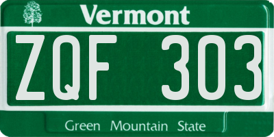 VT license plate ZQF303