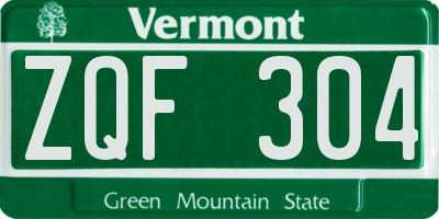 VT license plate ZQF304