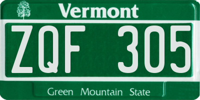 VT license plate ZQF305