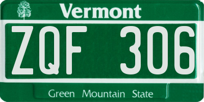 VT license plate ZQF306