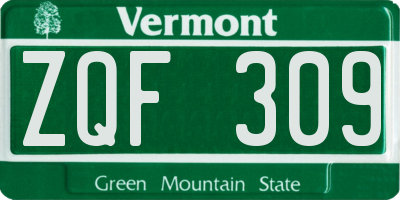 VT license plate ZQF309