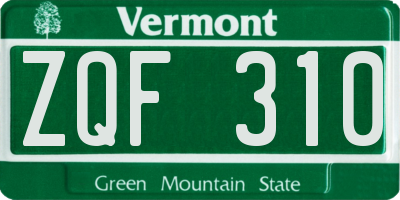 VT license plate ZQF310