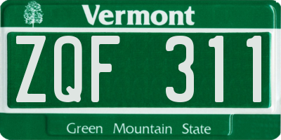 VT license plate ZQF311