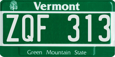VT license plate ZQF313