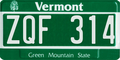 VT license plate ZQF314