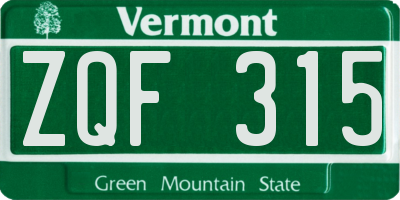 VT license plate ZQF315