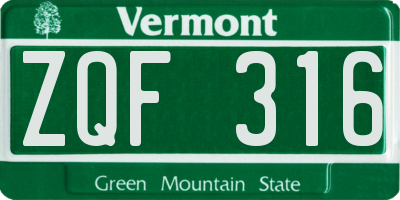 VT license plate ZQF316