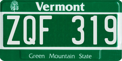 VT license plate ZQF319