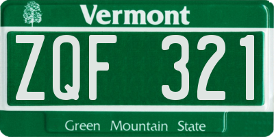 VT license plate ZQF321