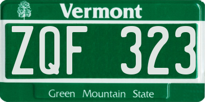 VT license plate ZQF323