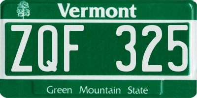 VT license plate ZQF325