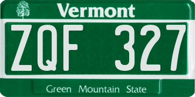 VT license plate ZQF327
