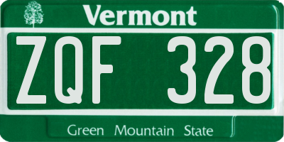 VT license plate ZQF328