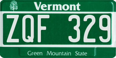VT license plate ZQF329
