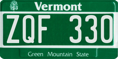 VT license plate ZQF330