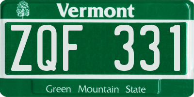VT license plate ZQF331