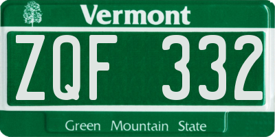 VT license plate ZQF332