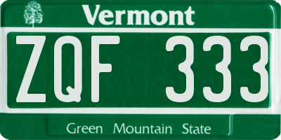 VT license plate ZQF333