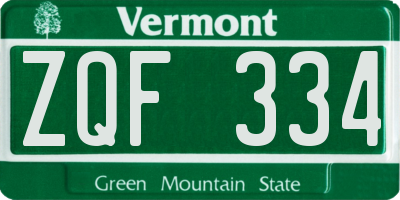 VT license plate ZQF334
