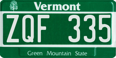 VT license plate ZQF335