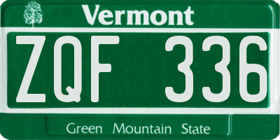 VT license plate ZQF336
