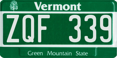 VT license plate ZQF339