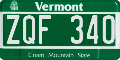 VT license plate ZQF340