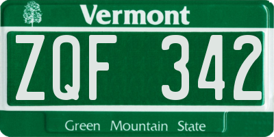 VT license plate ZQF342