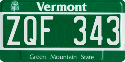 VT license plate ZQF343
