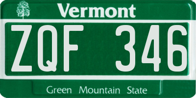 VT license plate ZQF346