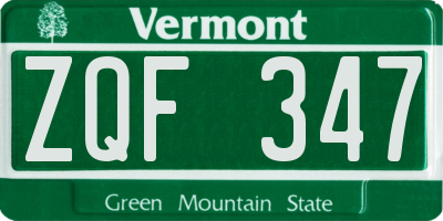 VT license plate ZQF347