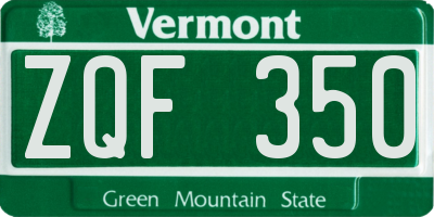 VT license plate ZQF350