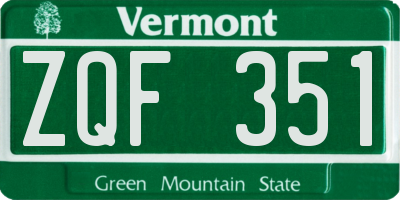 VT license plate ZQF351