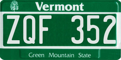 VT license plate ZQF352