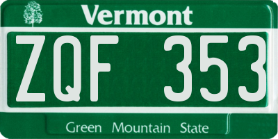 VT license plate ZQF353