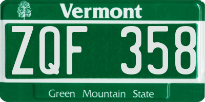 VT license plate ZQF358