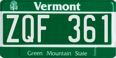 VT license plate ZQF361