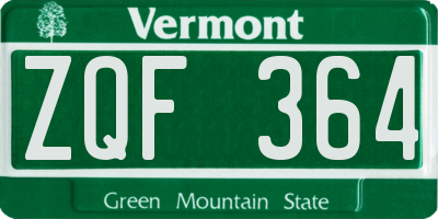 VT license plate ZQF364