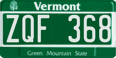 VT license plate ZQF368